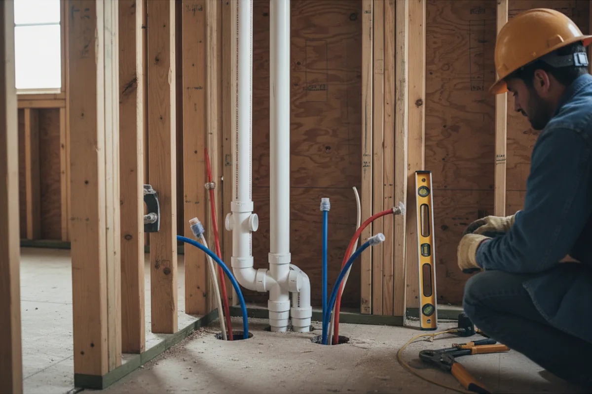 Drain and supply rough-in during Drain Cleaning in Ringoes