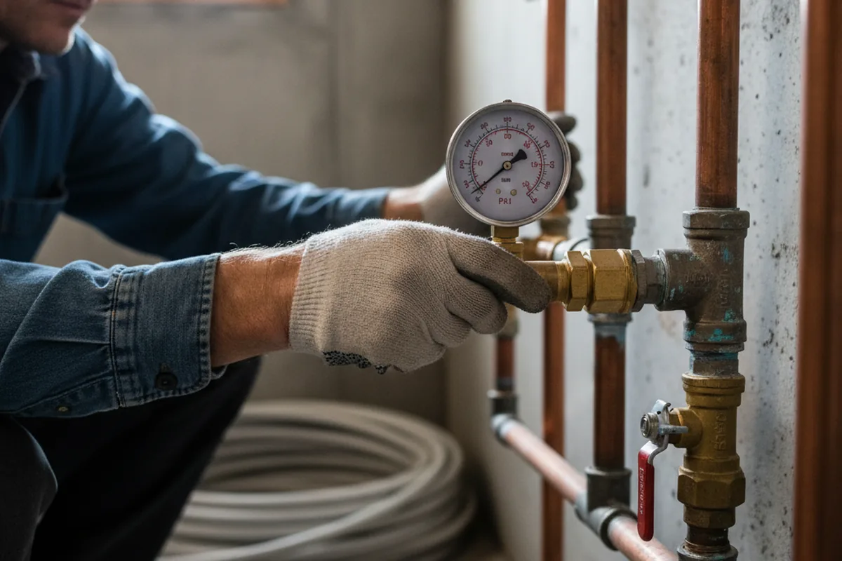 Pressure testing a repaired line during Water Line Repair in Ringoes